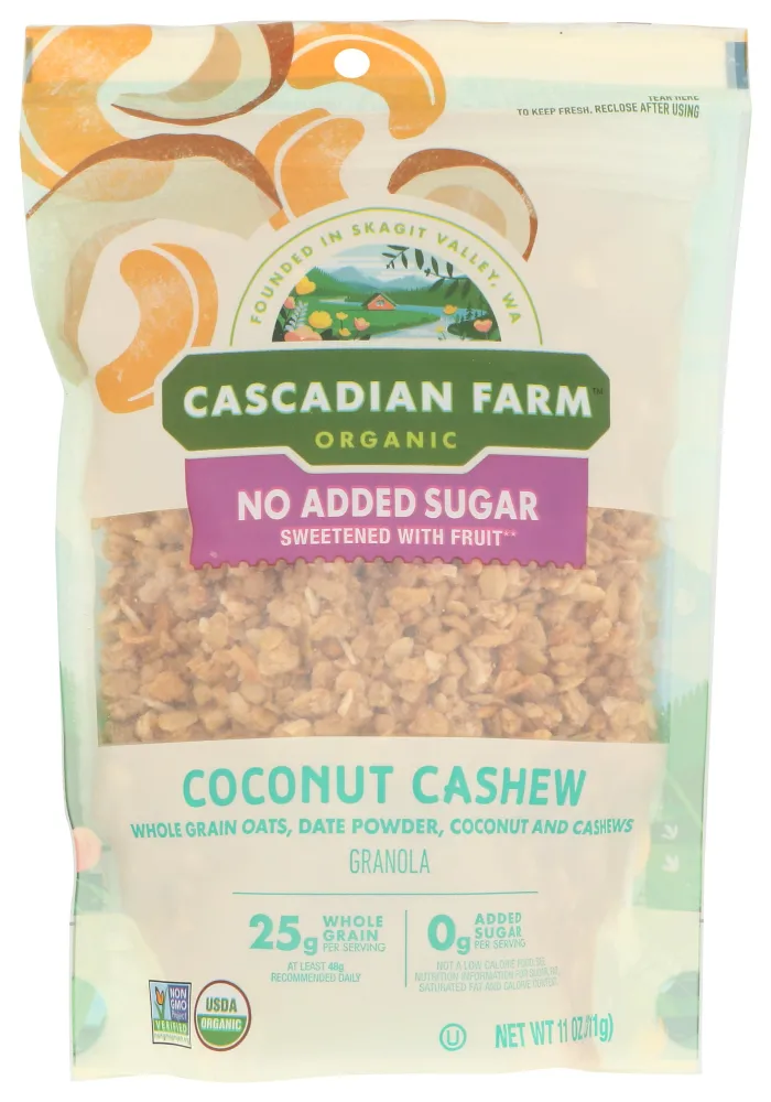 Cascadian Farm Organic Coconut Cashew Granola Cereal, No Added Sugar, 11 Ounces (Pack Of 4)