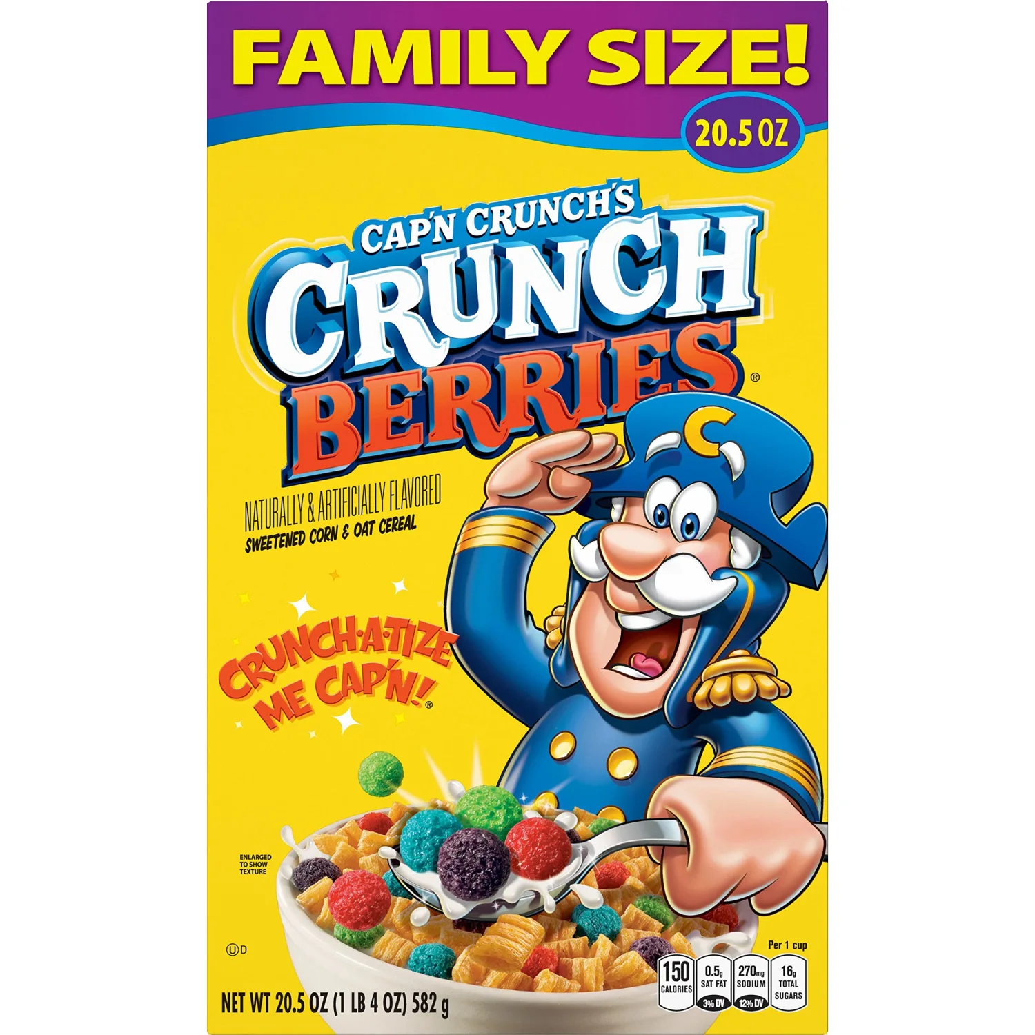Cap'n Crunch Cereal, Crunch Berries, 20.5oz Box