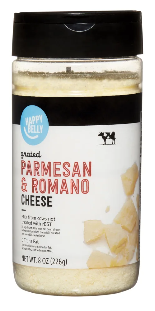 Zinc Brand - Happy Belly Grated Parmesan and Romano Cheese Shaker, 8 ounce (Pack of 1)