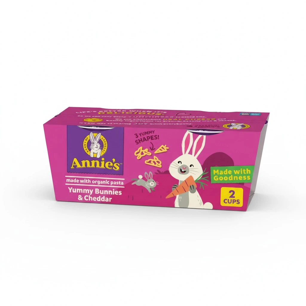 Annie's Microwavable Yummy Bunnies and Cheddar Macaroni and Cheese with Organic Pasta, Microwave Mac n Cheese Cup, 2 Cups, 2.8 oz