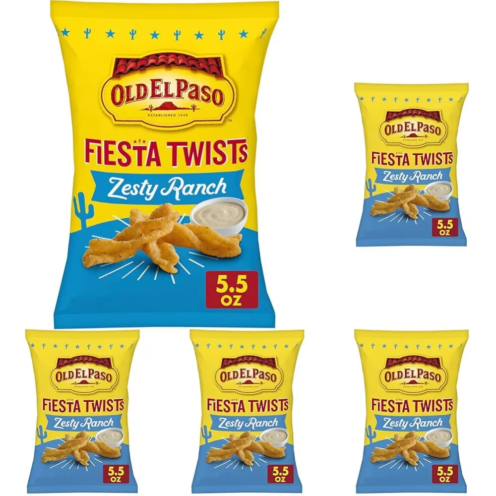 Old El Paso Fiesta Twists, Zesty Ranch, Crispy Corn Snacks, 5.5 oz (Pack of 5)