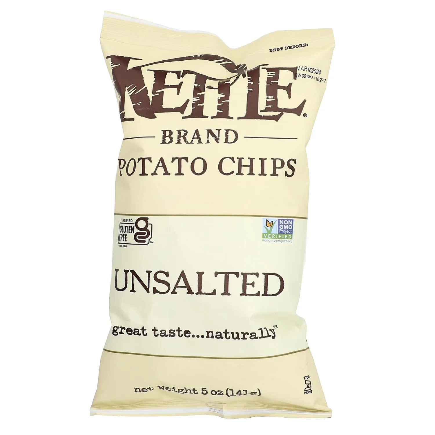 Kettle Foods, Chips Potato Unsalted, 5 Ounce