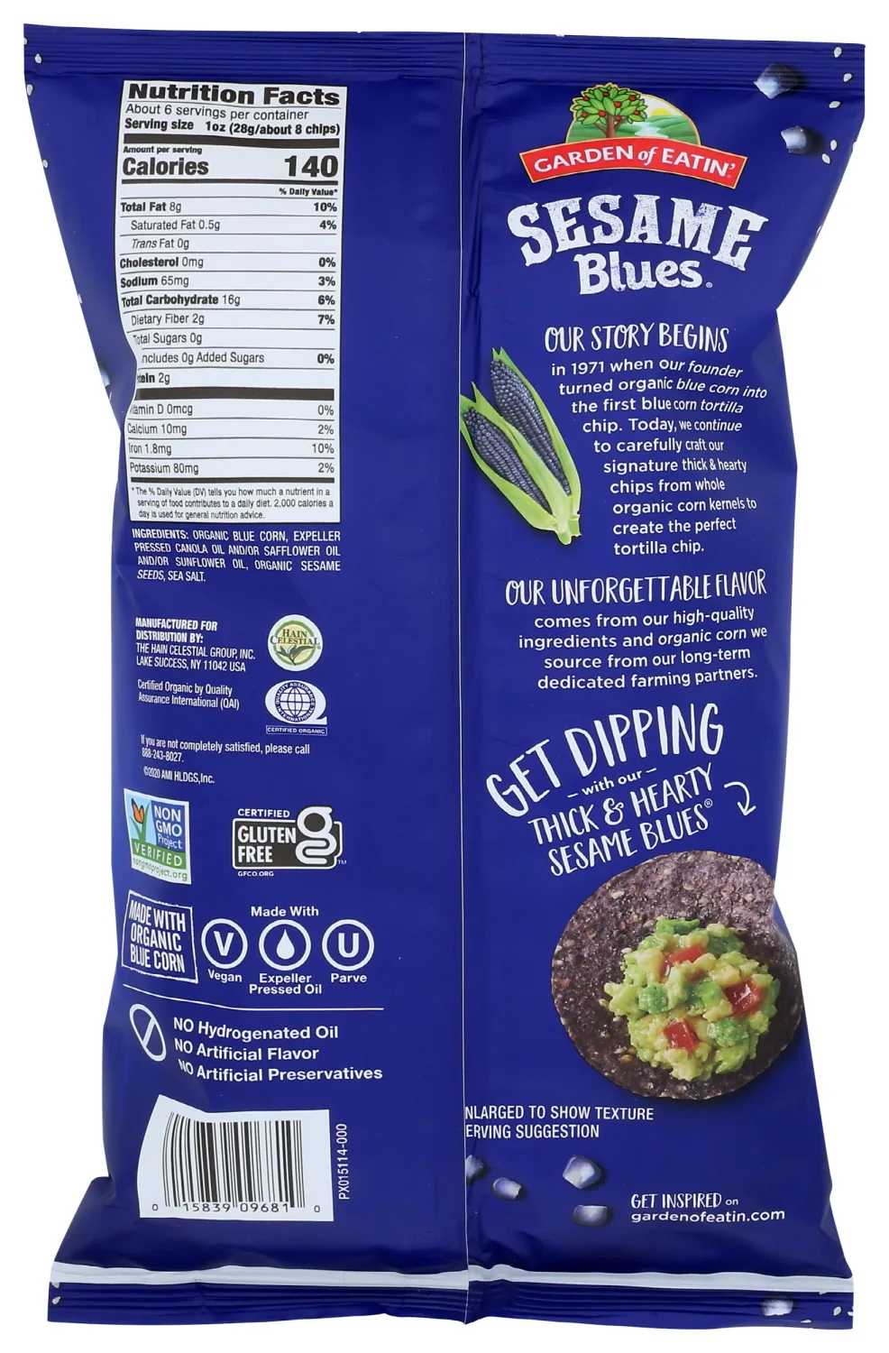 Garden of Eatin' Sesame Blues Tortilla Chips, 5.5 Oz