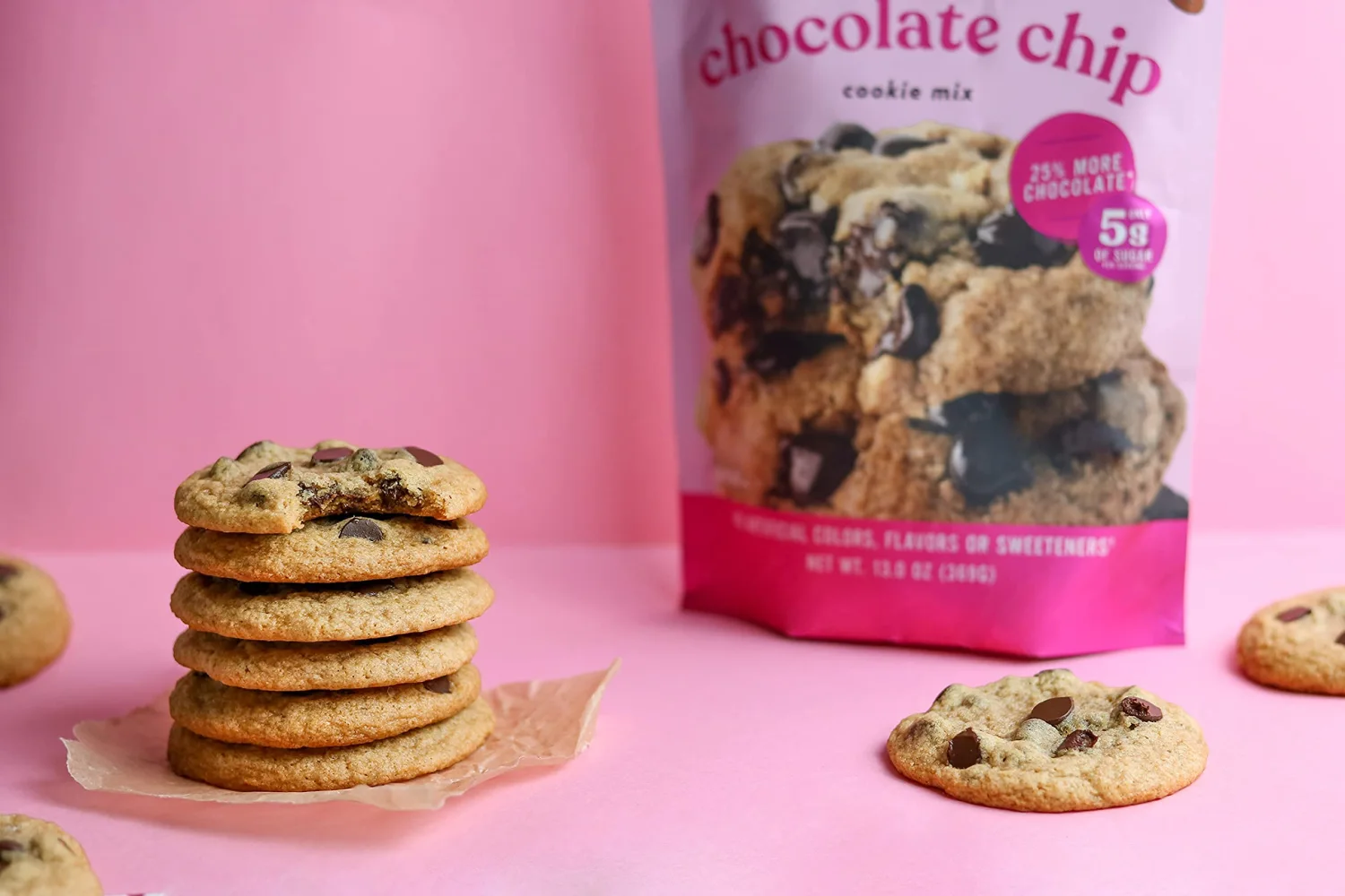 Miss Jones Baking Gluten-Free Chocolate Chip Cookie Mix - More Chocolate Chips, 50% Lower Sugar, Naturally Sweetened Desserts & Treats, 13 Ounce (Pack of 1)