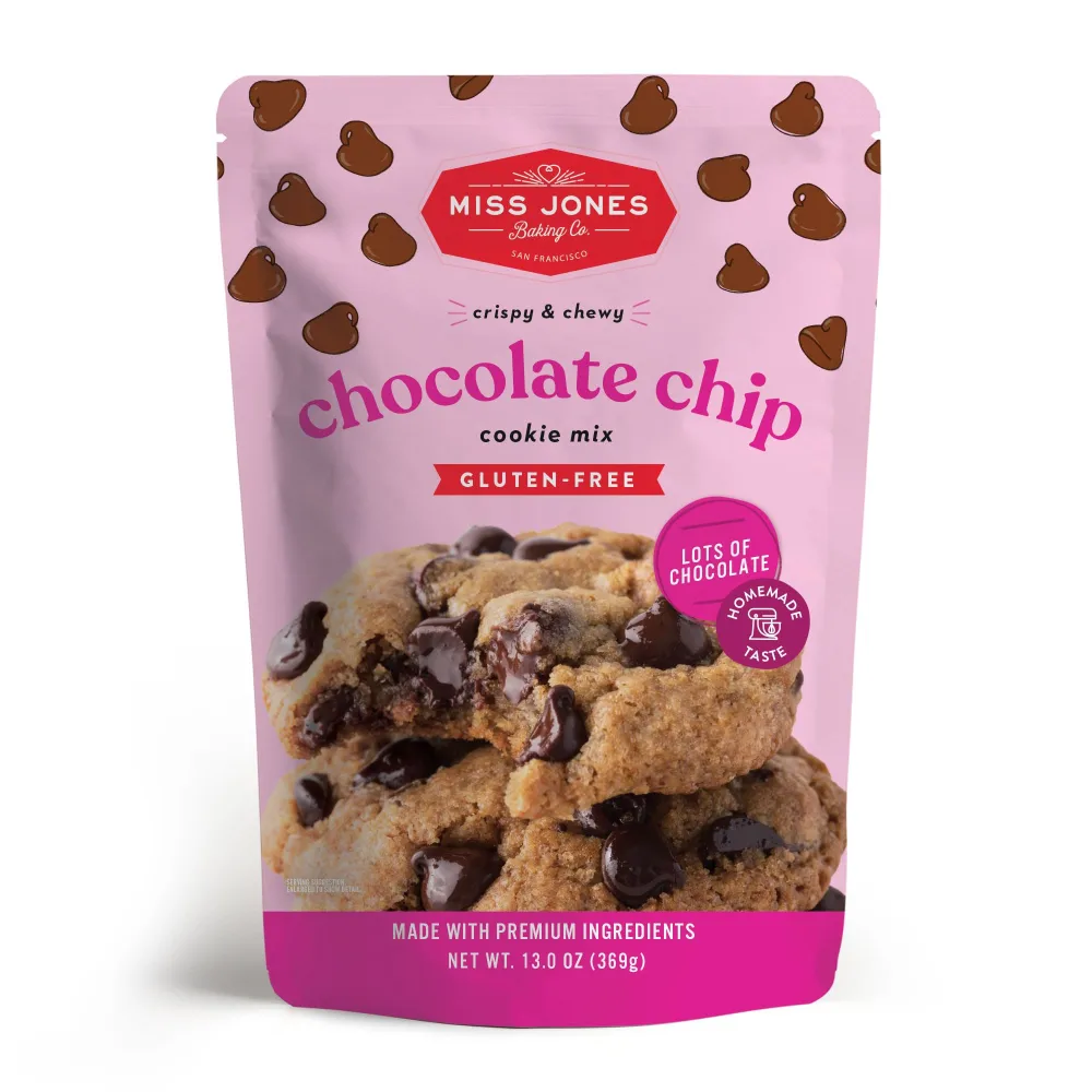 Miss Jones Baking Gluten-Free Chocolate Chip Cookie Mix - More Chocolate Chips, 50% Lower Sugar, Naturally Sweetened Desserts & Treats, 13 Ounce (Pack of 1)