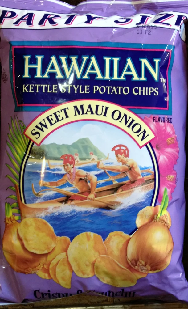 Hawaiian, Kettle Style Potato Chips, Sweet Maui Onion, Party Size, 16oz Bag (Pack of 2)