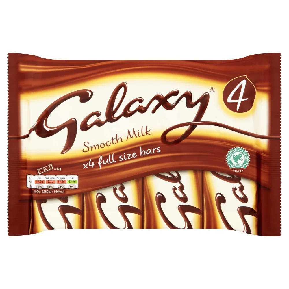 Galaxy Smooth Milk Chocolate 42g (Pack of 4)