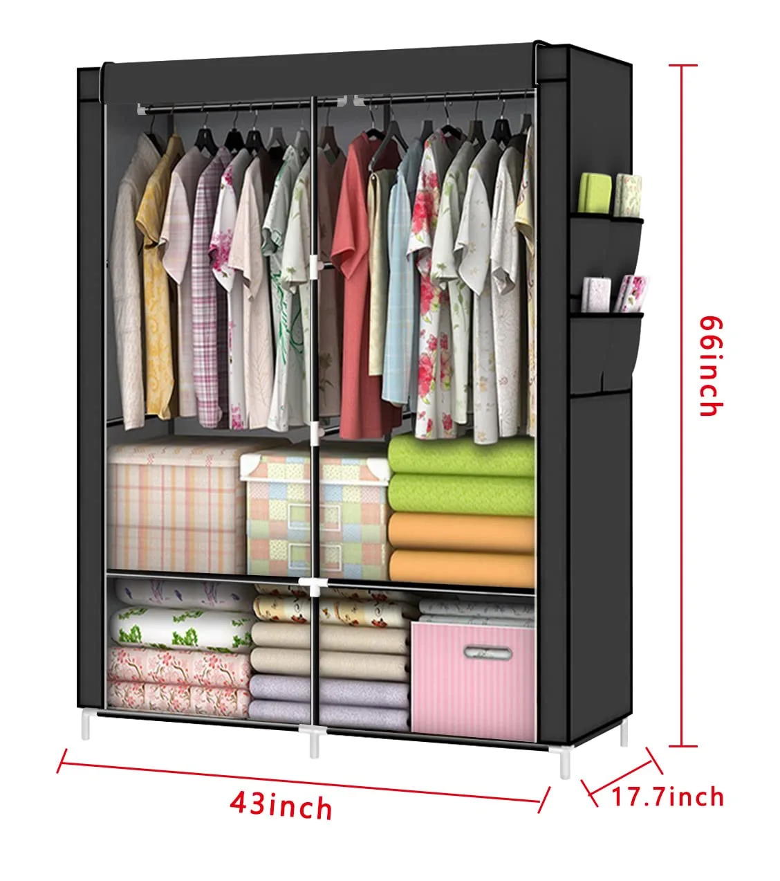 Wardrobe Storage Closet Clothes Portable Wardrobe Storage Closet Portable Closet Organizer Portable Closets Wardrobe Closet Organizer Shelf Wardrobe Clothes Organizer Standing Closet Black