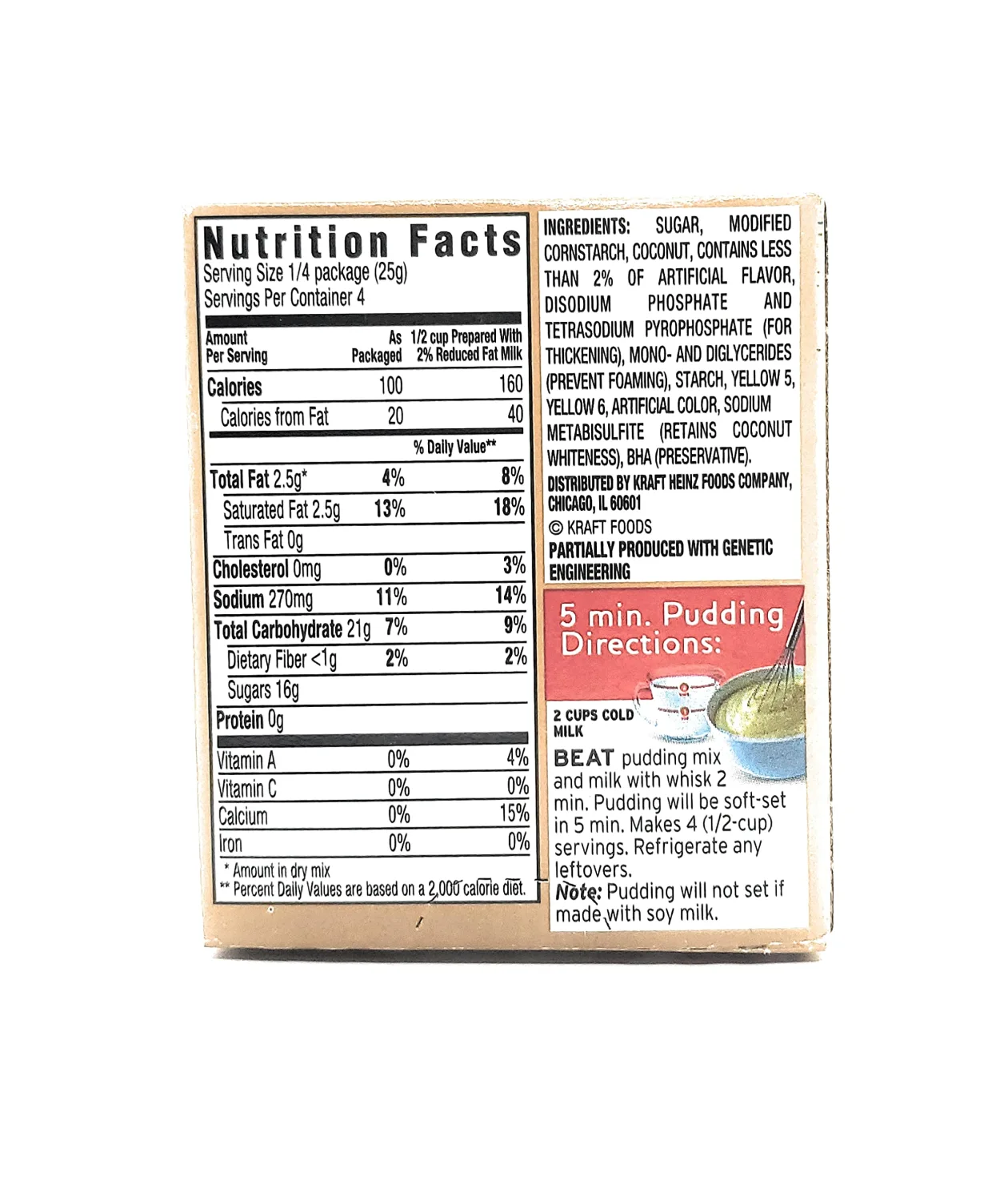 Jell-O Coconut Cream Instant Pudding & Pie Filling, 3/4 oz (96g) (3-Pack)