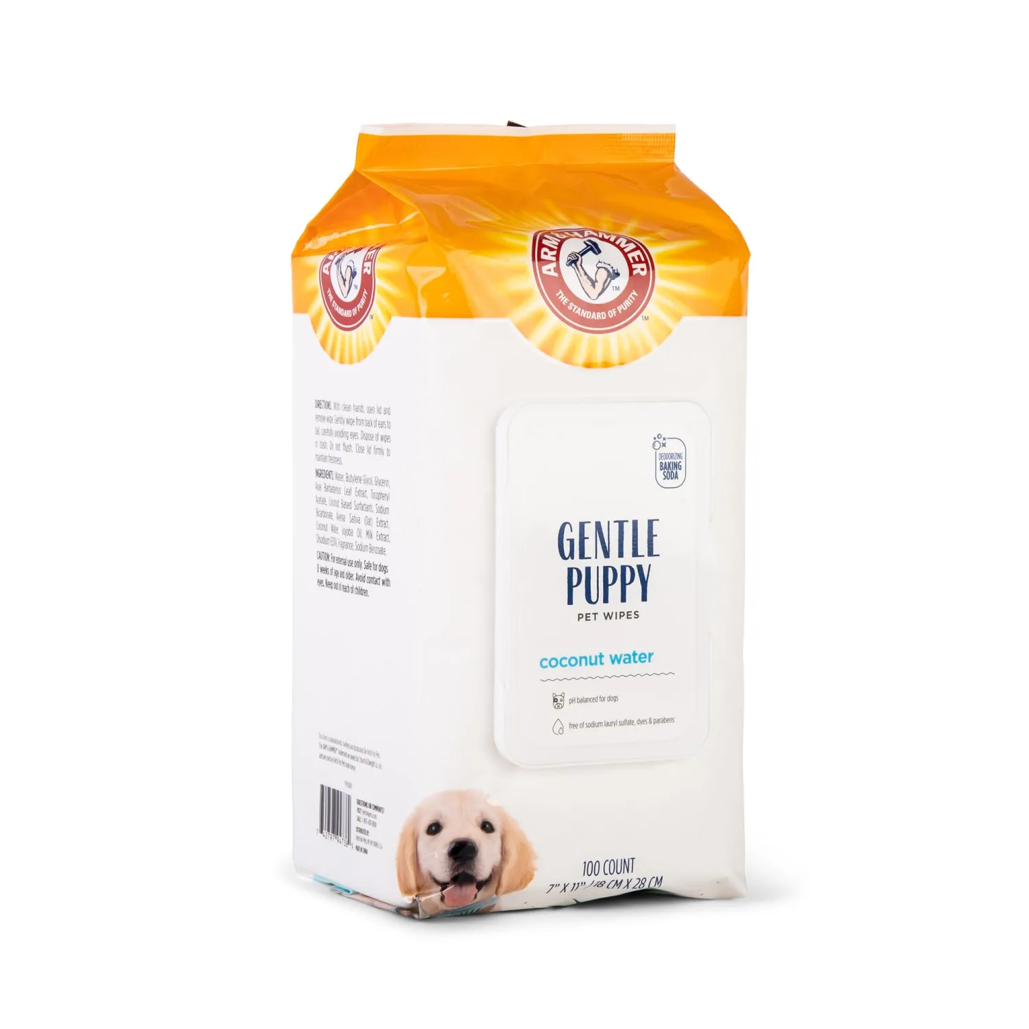Arm & Hammer for Pets Gentle Puppy Bath Wipes, Coconut Water | All Purpose Puppy Cleaning Wipes Remove Odor & Refresh Skin for Pets | Gentle Tearless Pet Wipes 100 Count, 3 Pack
