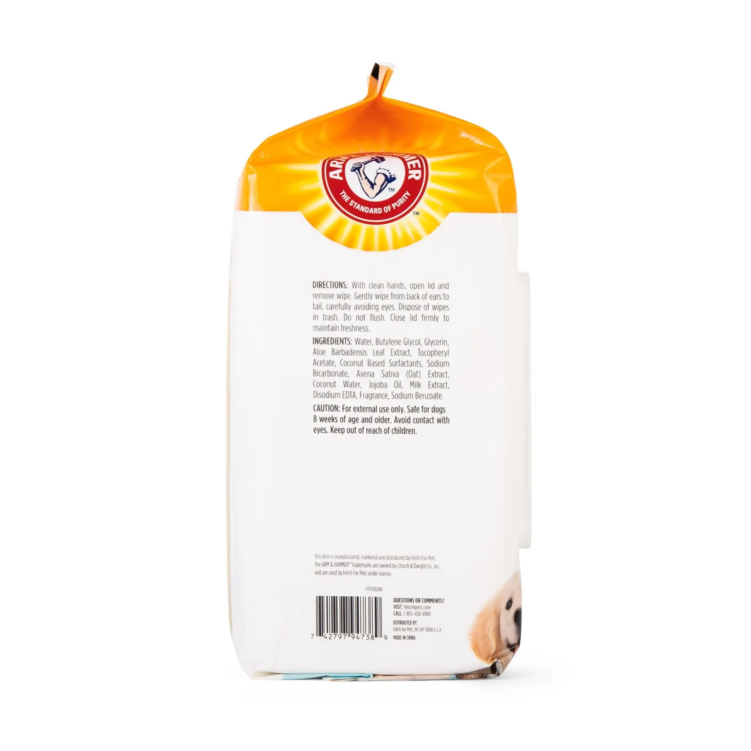 Arm & Hammer for Pets Gentle Puppy Bath Wipes, Coconut Water | All Purpose Puppy Cleaning Wipes Remove Odor & Refresh Skin for Pets | Gentle Tearless Pet Wipes 100 Count, 3 Pack
