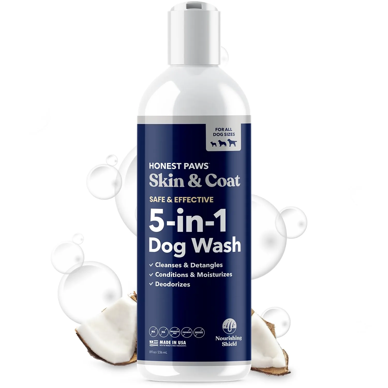 Honest Paws Dog Shampoo and Conditioner - Premium Dog Wash for Allergies and Dry, Itchy, Moisturizing for Sensitive Skin - Sulfate Free, Plant Based, All Natural - 8 Fl Oz