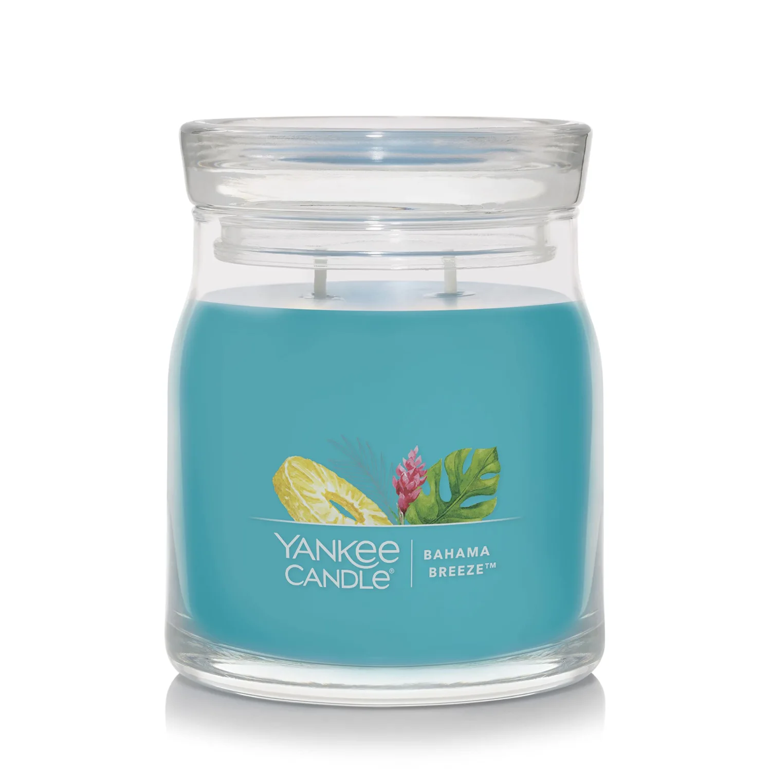 Yankee Candle Bahama Breeze Scented, Signature 13oz Medium Jar 2-Wick Candle, Over 35 Hours of Burn Time