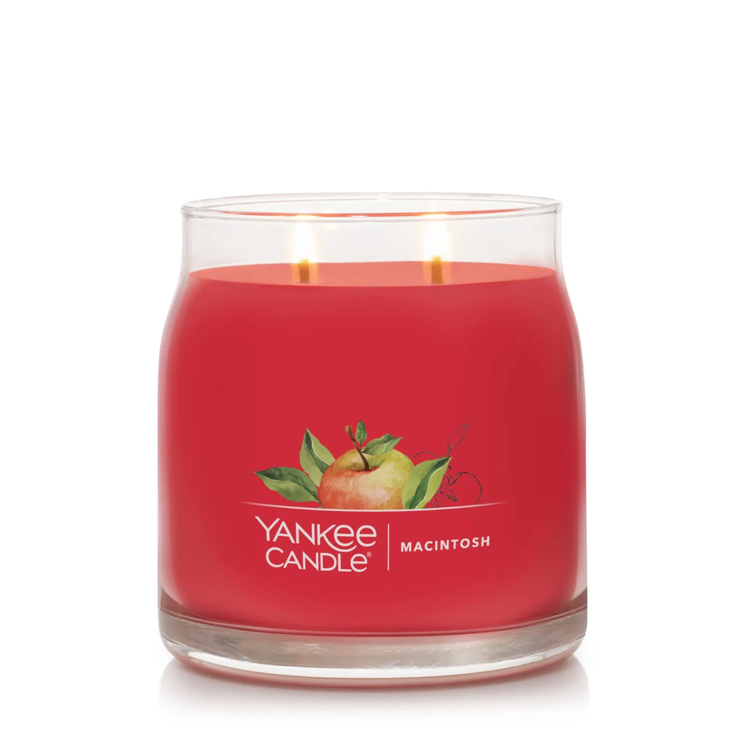 Yankee Candle Macintosh Scented, Signature 13oz Medium Jar 2-Wick Candle, Over 35 Hours of Burn Time