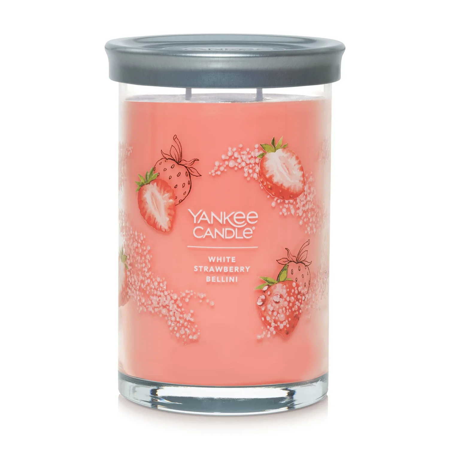 Yankee Candle White Strawberry Bellini Scented, Signature 20oz Large Tumbler 2-Wick Candle, Over 60 Hours of Burn Time
