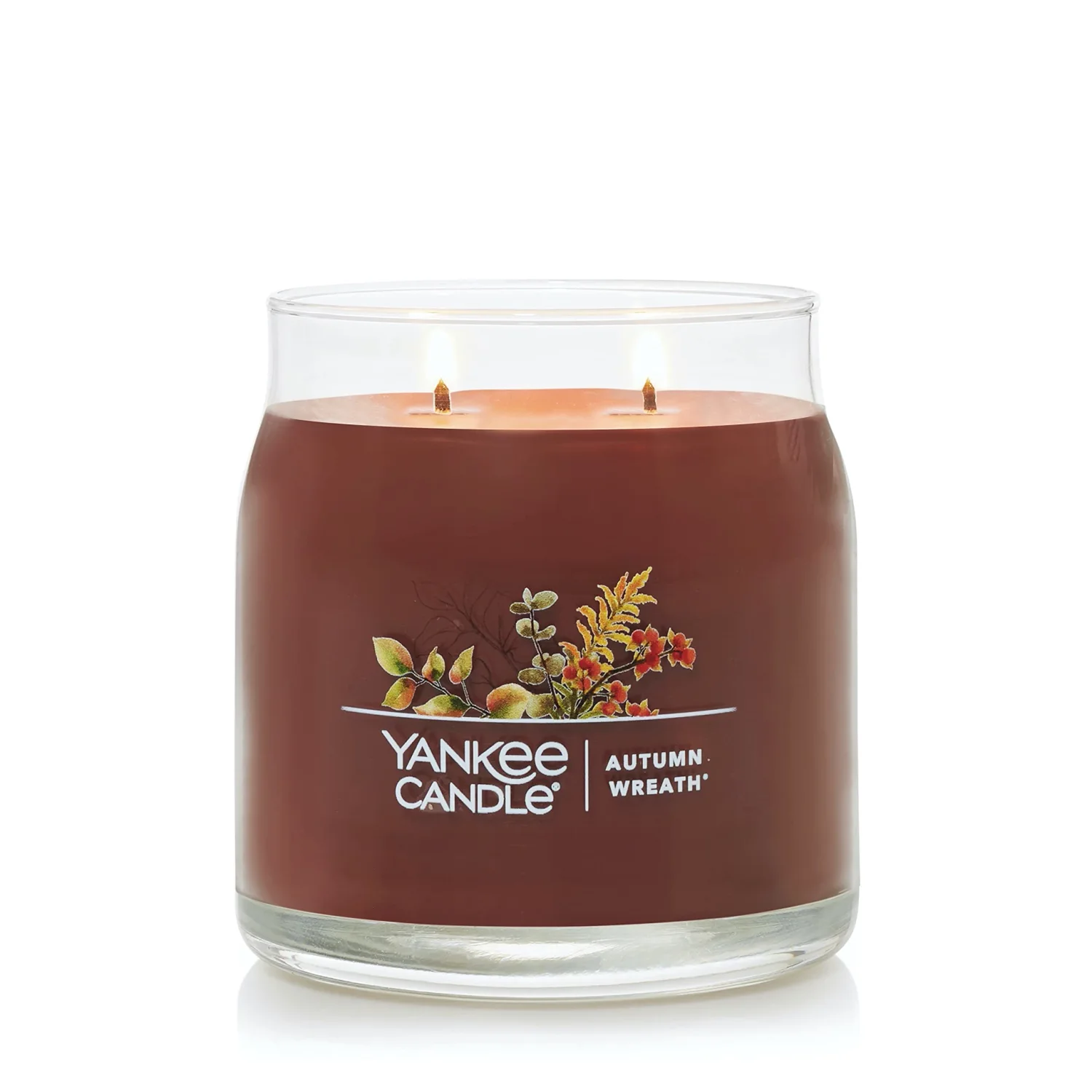 Yankee Candle Autumn Wreath Scented, Signature 13oz Medium Jar 2-Wick Candle, Over 35 Hours of Burn Time