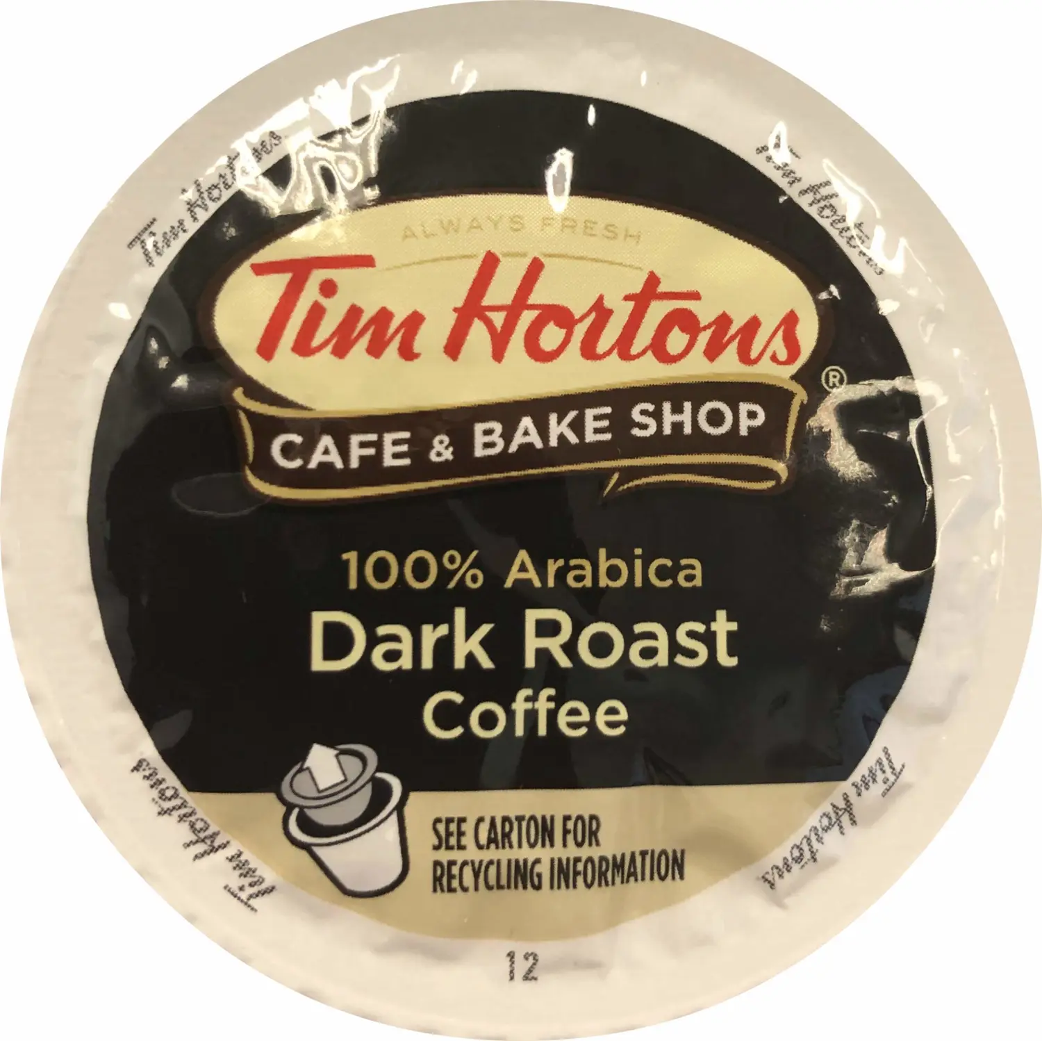 Tim Hortons Dark Roast Coffee, Single-Serve K-Cup Pods Compatible with Keurig Brewers, 12ct K-Cups