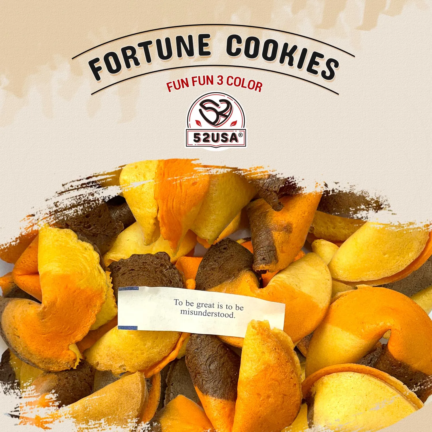 52USA Fortune Cookies, Approx. 350pcs, 3-in1 Flavor, Fortune Cookies Individually Wrapped Bulk, Fresh Cookies, (Original, Chocolate, Orange) Flavor, 56oz