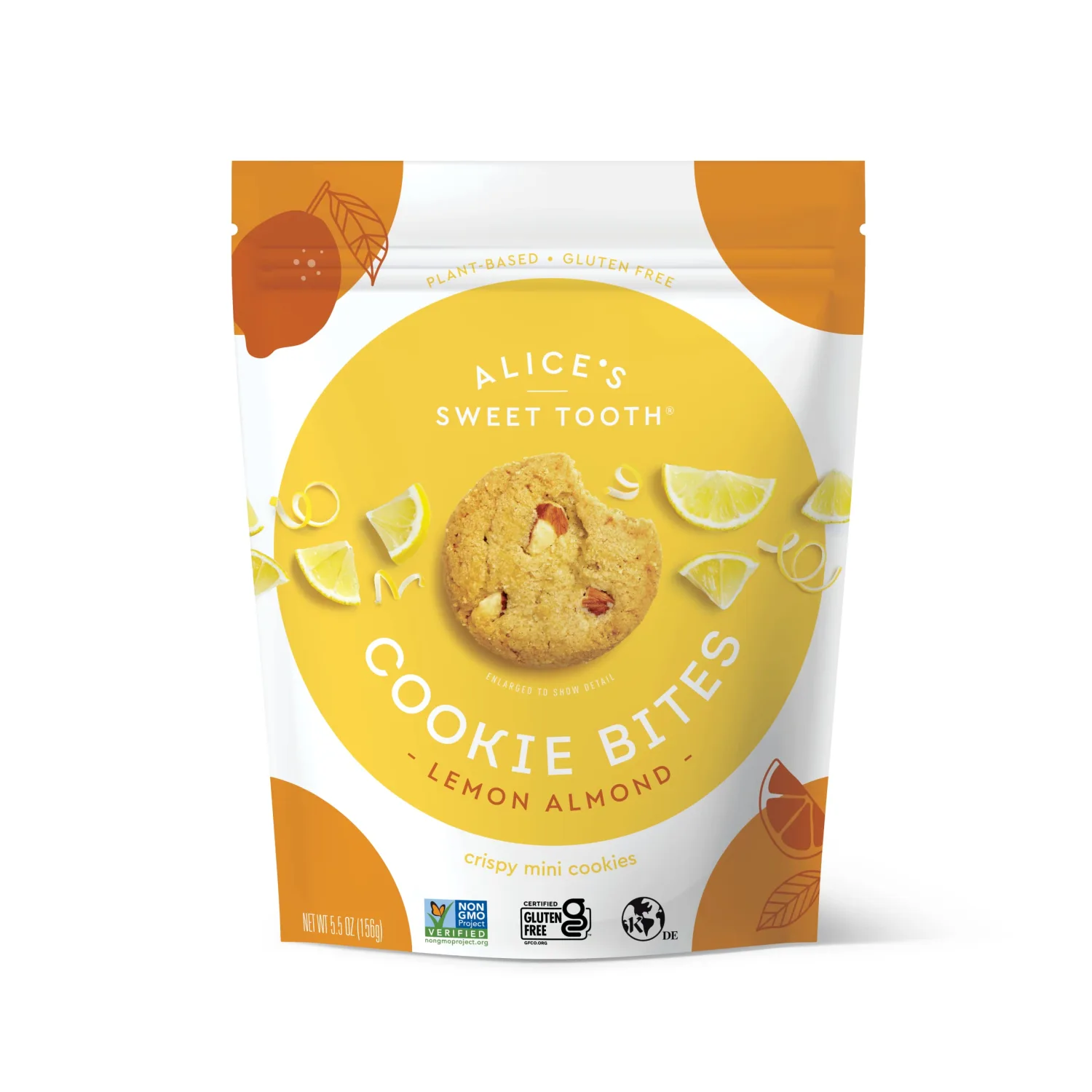 Alice's Sweet Tooth Lemon Almond Cookie Bites - Gluten-Free, Vegan, Crunchy Mini-Cookies - Plant-Based, Dairy-Free, Grain-Free, Soy-Free, Kosher – 5.5 ounces