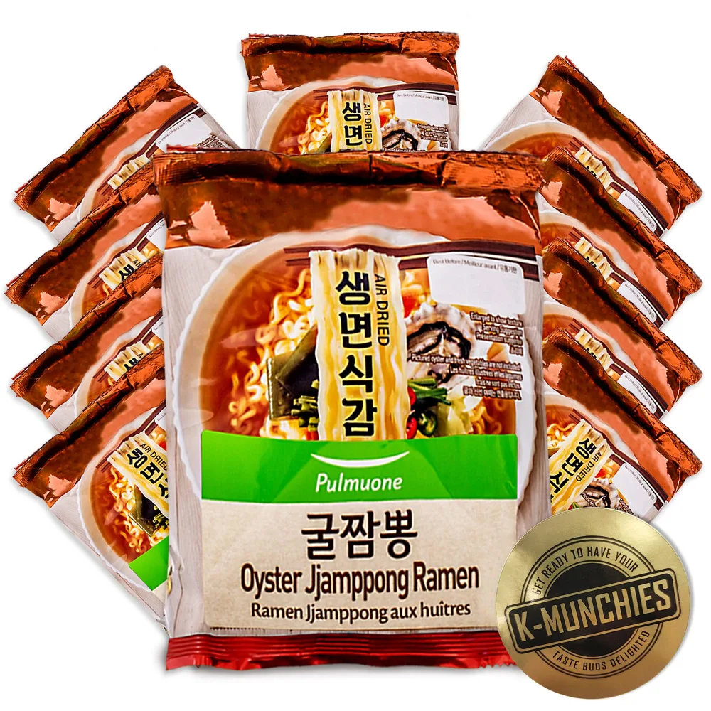 Pulmuone Non-Fried Ramyun Korean Noodles - 10 Pack Korean Instant Noodles Oyster Jjamppong Flavor -Easy to Cook Authentic Korean Ramen with Distinctly Asian Broth and Chewy Noodle