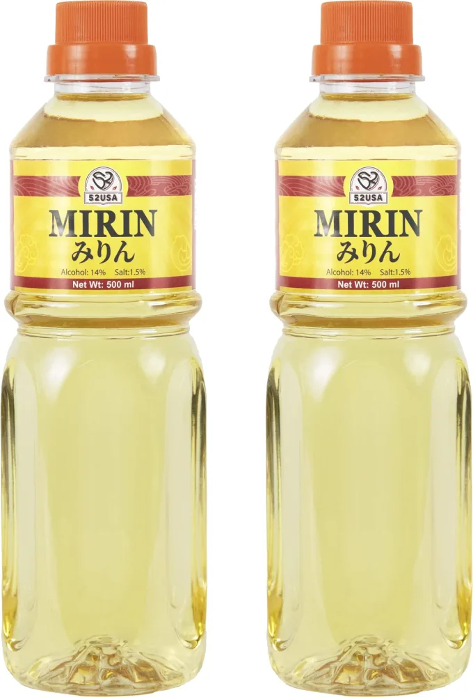 52USA Mirin Cooking Wine 16.9 FL OZ X2, Red Rice Cooking Wine & Seasoning Homemade Sauces, Marinades, Glazes, Salad Dressings, Sushi Rice, Ramen Noodles