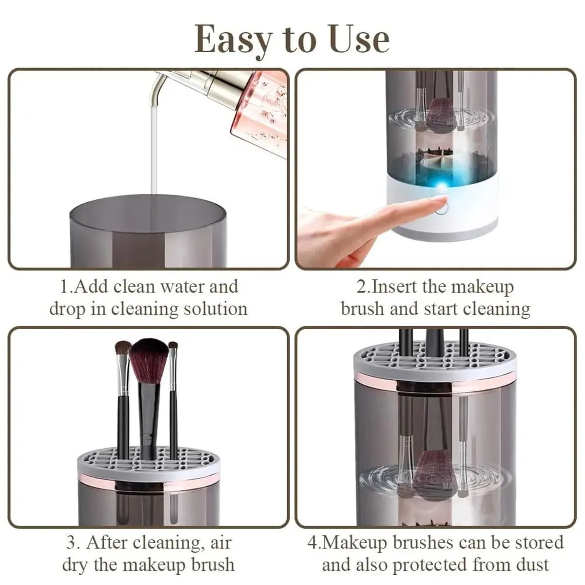 Electric Makeup Brush Cleaner,2024 Upgrade Cosmetic Brush Cleaner,Automatic Spinning Makeup Brush Cleaner Fit For All Size Makeup Brush