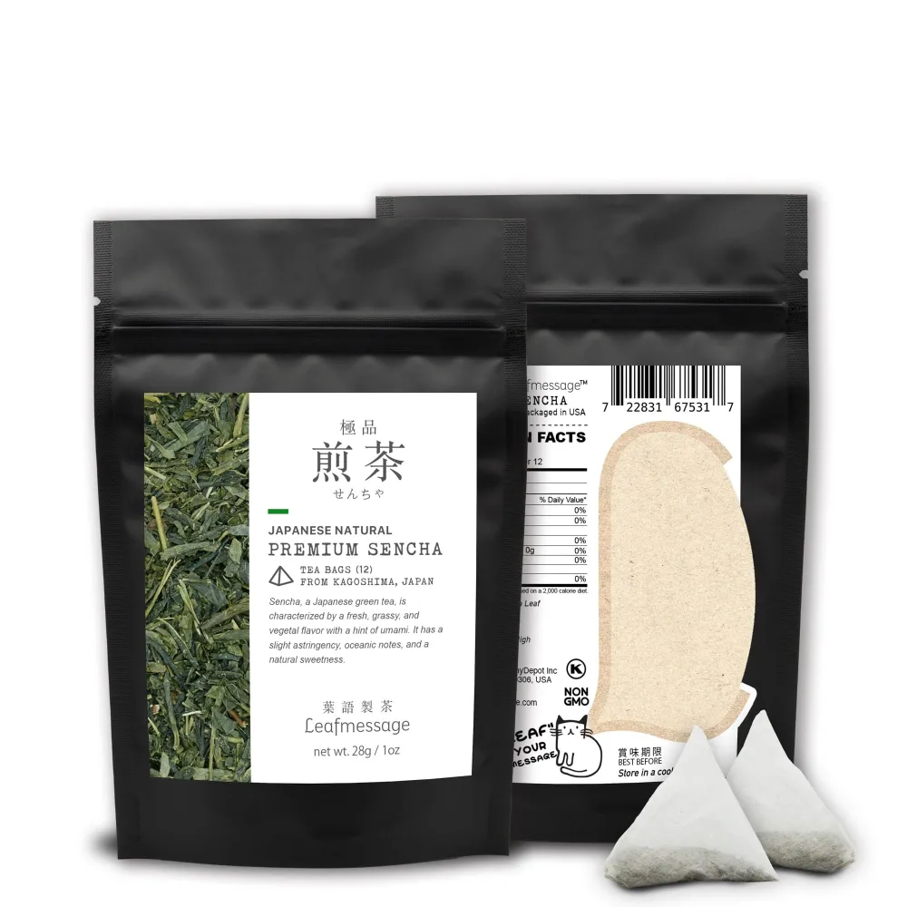 Leafmessage Natural Artisan Tea Bags - Premium Sencha 極品煎茶 せんちゃ (12 Teabags/Pack)