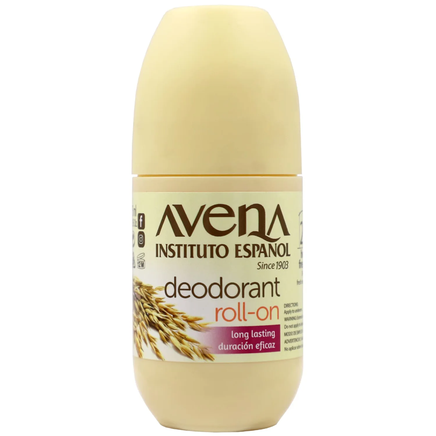 Avena Instituto Español Deodorant Roll-On, 3 pack, 2.5 Oz each, 3 Bottles