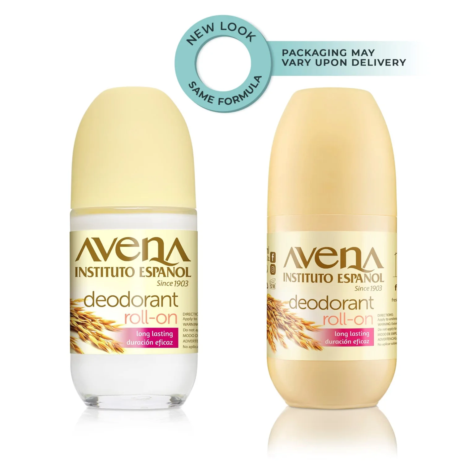 Avena Instituto Español Deodorant Roll-On, 3 pack, 2.5 Oz each, 3 Bottles