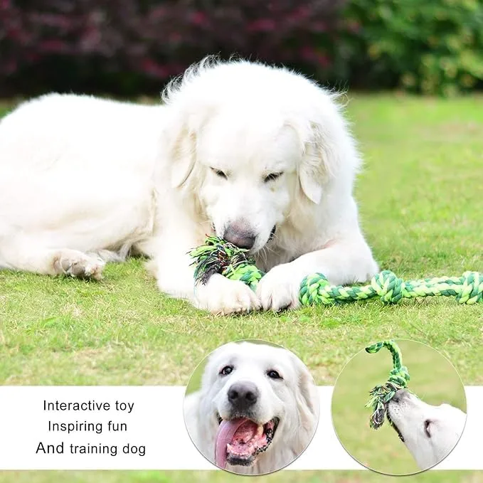 SHARLOVY Dog Toys for Large Dogs and Aggressive Chewers, Indestructible XL Durable Dog Toy,5-Knot Rope Tug,Heavy Duty Chew Sturdy Cotton Knot Rope Toy for Large Breed Dogs