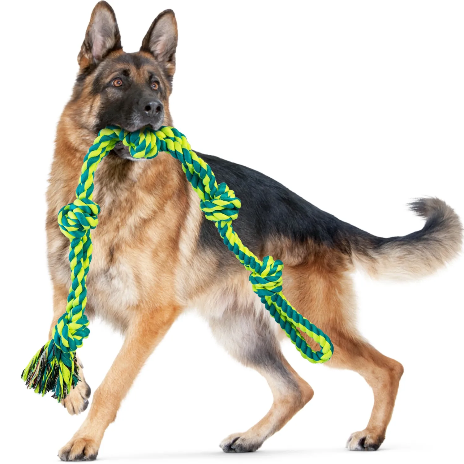 SHARLOVY Dog Toys for Large Dogs and Aggressive Chewers, Indestructible XL Durable Dog Toy,5-Knot Rope Tug,Heavy Duty Chew Sturdy Cotton Knot Rope Toy for Large Breed Dogs