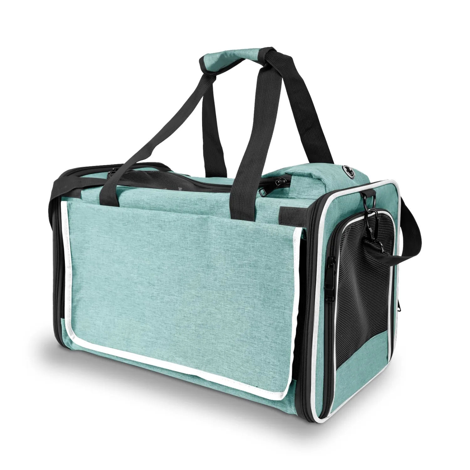 Small Dog Carrier for Puppy Yorkshire Softshell Car Transport Chihuahua Carry Cage 18-inch Collapsible Doggie Vet Visit Crate Easy Load Roomy Pet Carrier Bag Kennel Dog Essentials Teal
