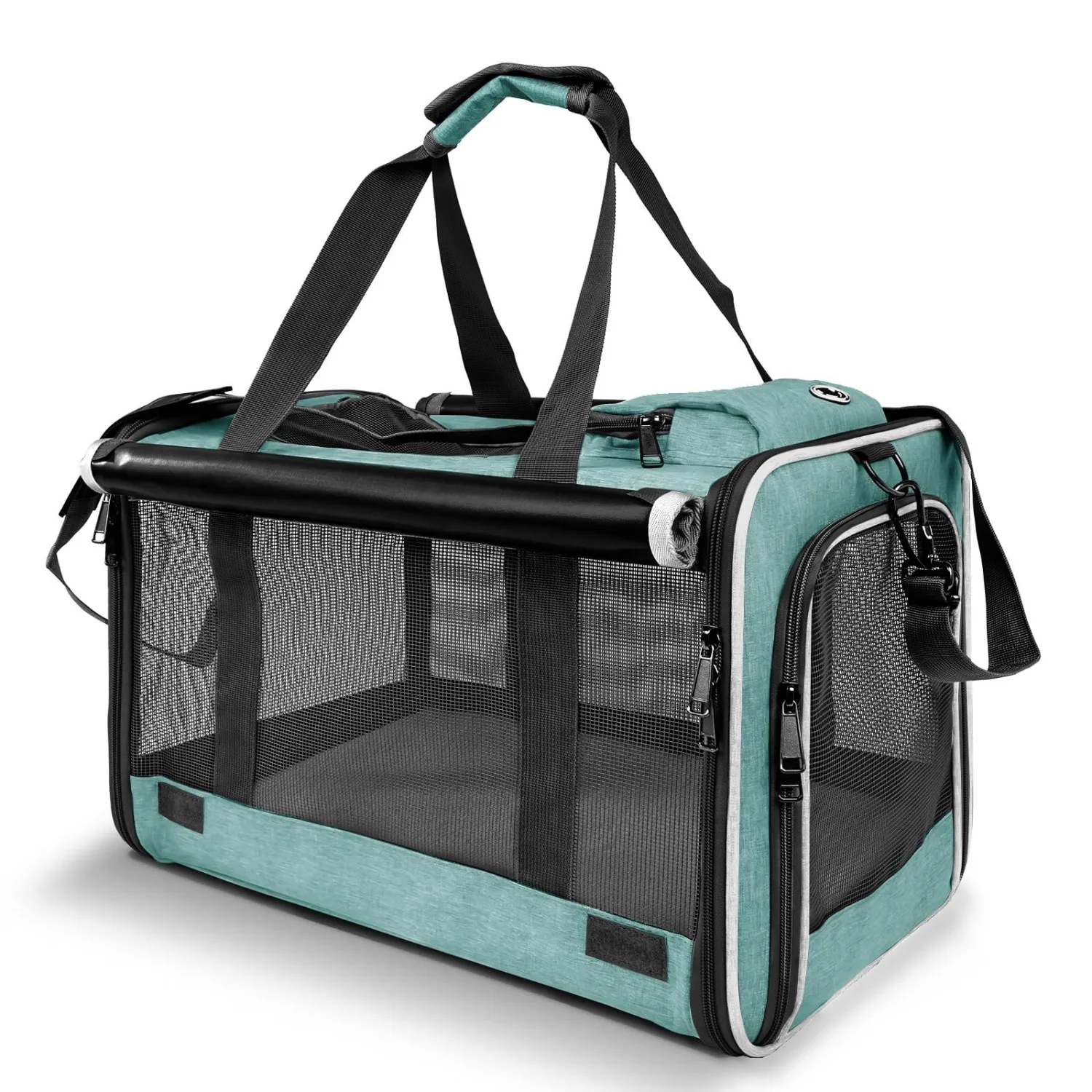 Small Dog Carrier for Puppy Yorkshire Softshell Car Transport Chihuahua Carry Cage 18-inch Collapsible Doggie Vet Visit Crate Easy Load Roomy Pet Carrier Bag Kennel Dog Essentials Teal