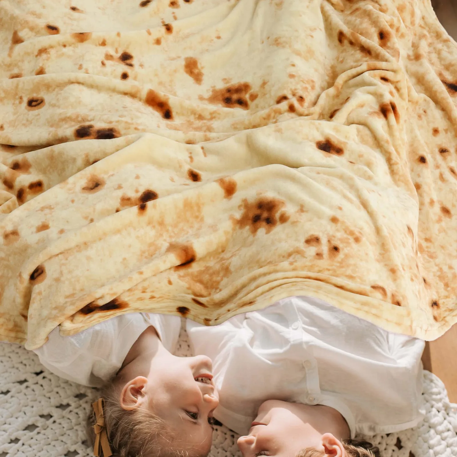 Tortilla Burritos Wrap Blanket for Adults and Kids, 290 GSM Double Sided Funny Realistic Food Blanket, Novelty Tortilla Blanket, Super Soft Taco Flannel Throw Blankets, 47 inch Yellow