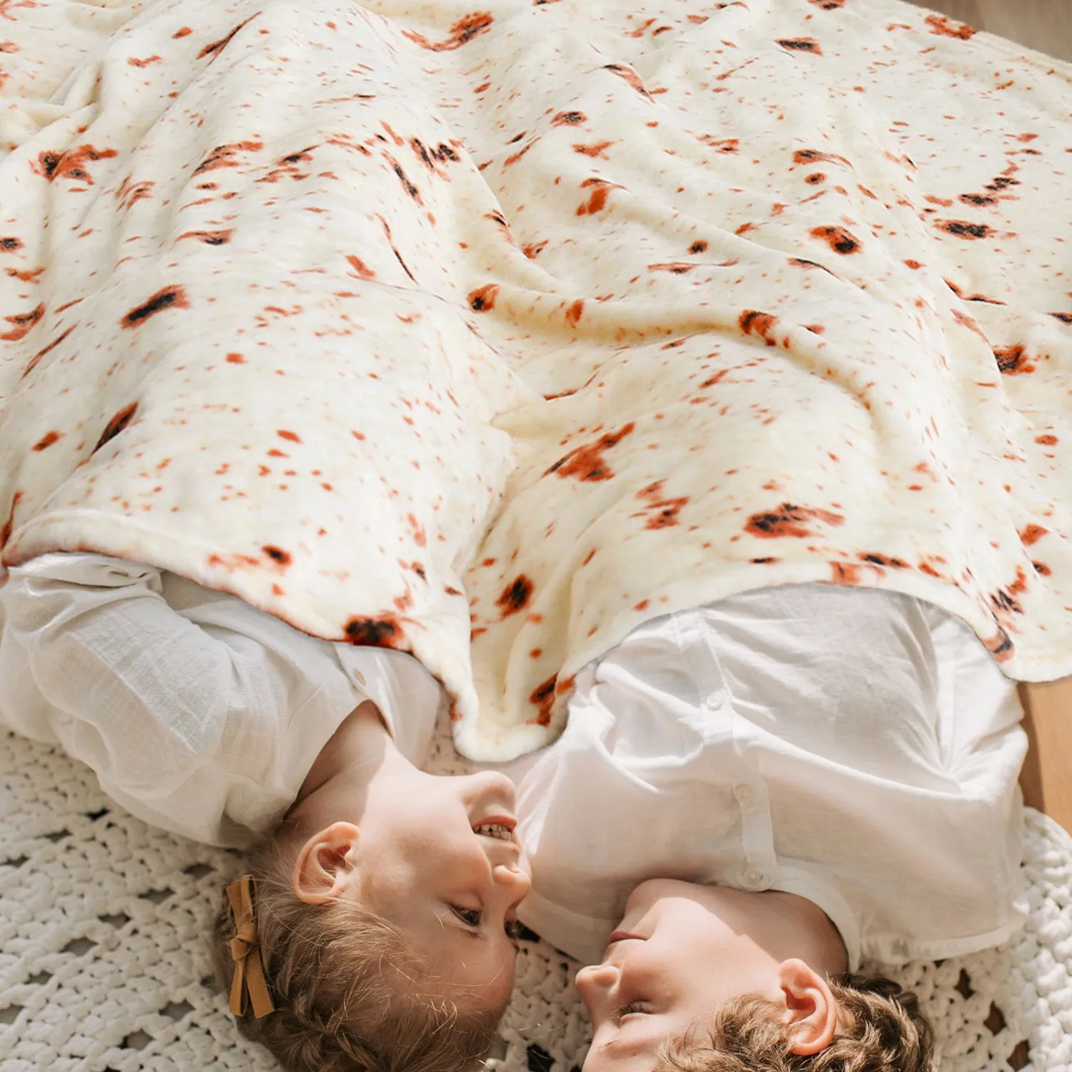 Tortilla Burritos Wrap Blanket for Adults and Kids, Funny Realistic Food Blanket, Novelty Tortilla Blanket, Super Soft Taco Flannel Throw Blanket, 71 inch Beige
