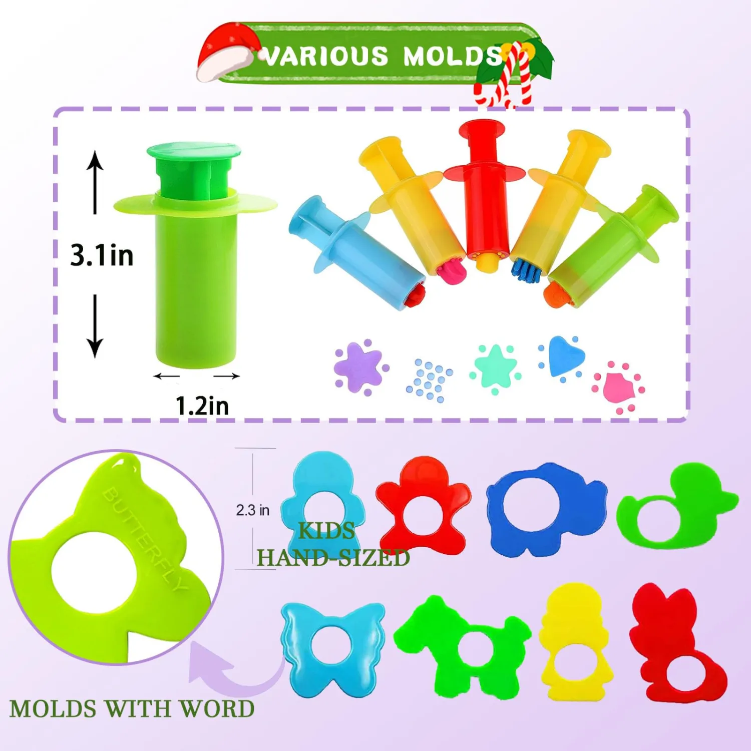 Dough Tools Play for Kids- Toy Set Accessories with Stamps Cutter Rolling Pin Extruder Molds and Storage Box Party Favors Set for Age 2-8