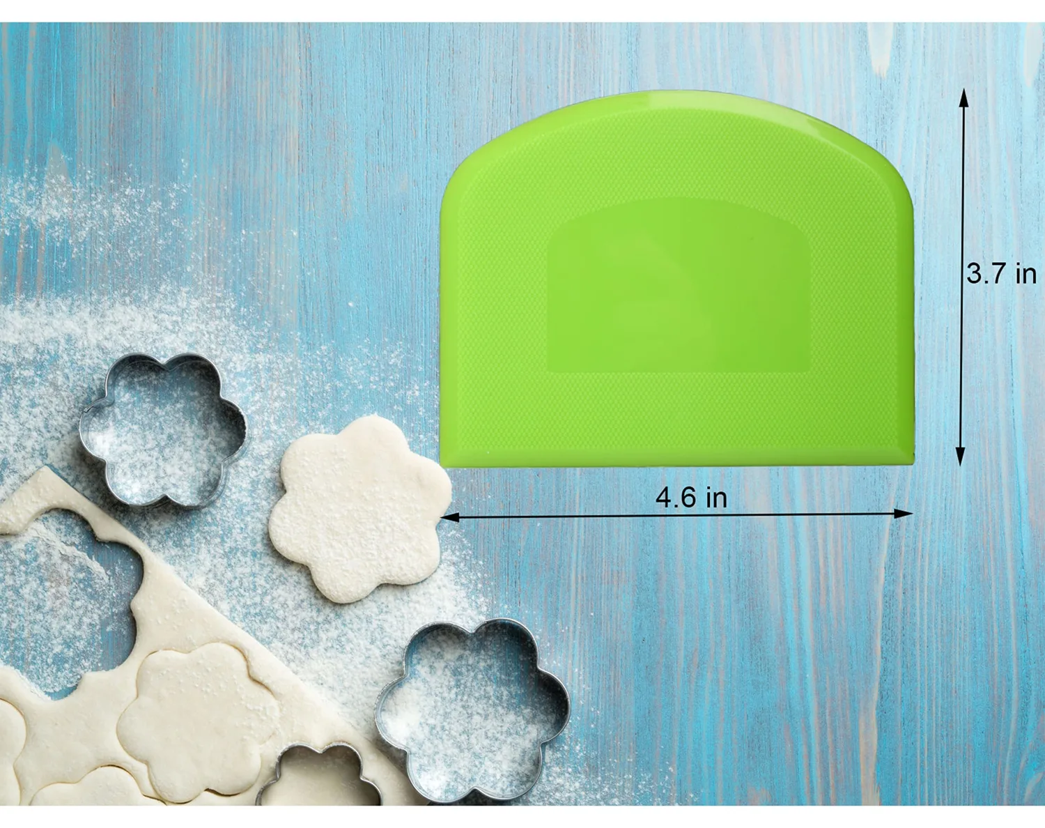Multipurpose Bowl, Cake Scraper, Flexible Plastic Dish, Dough Cutter, Bench Scraper for Baking, Kitchen (Green)