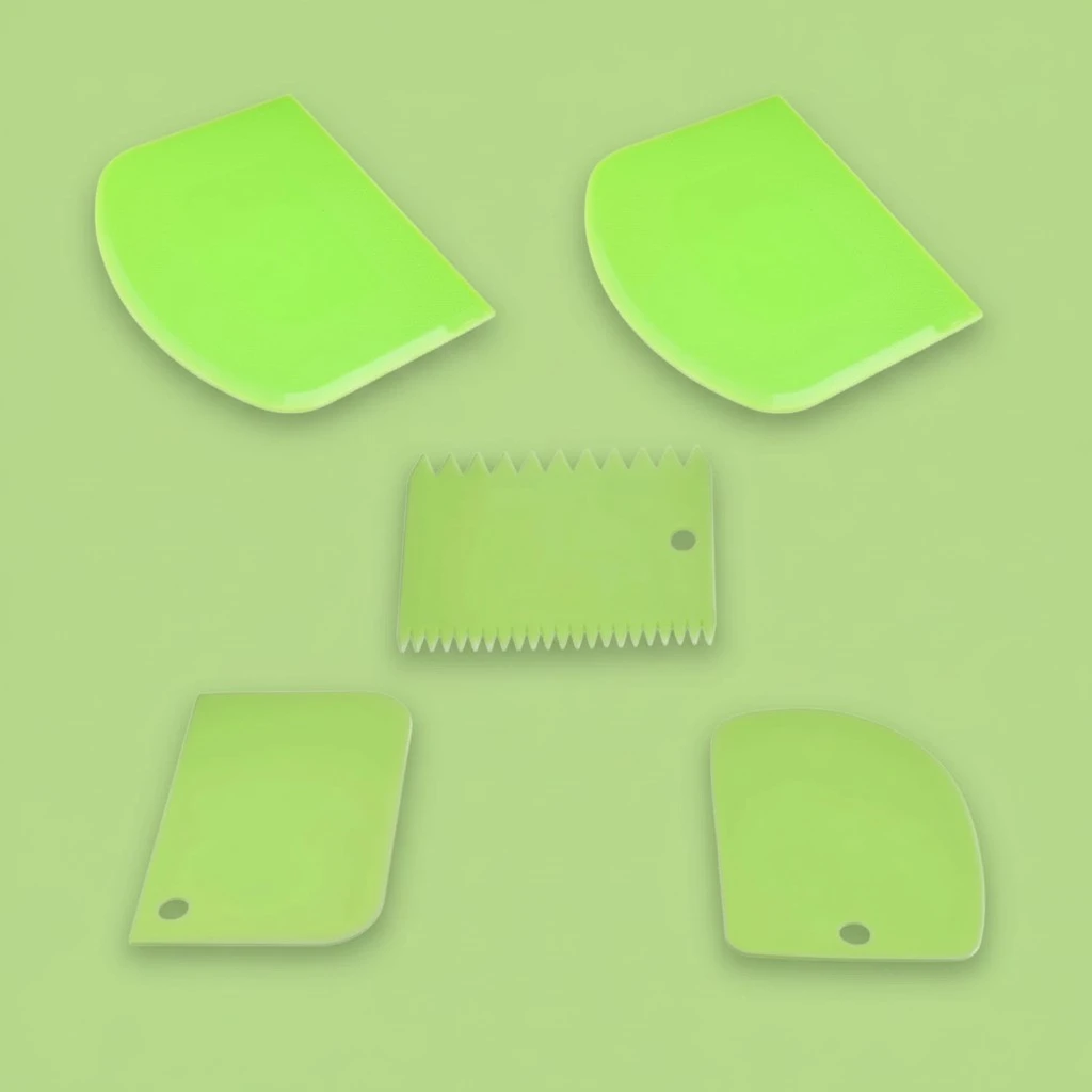 Multipurpose Bowl, Cake Scraper, Flexible Plastic Dish, Dough Cutter, Bench Scraper for Baking, Kitchen (Green)