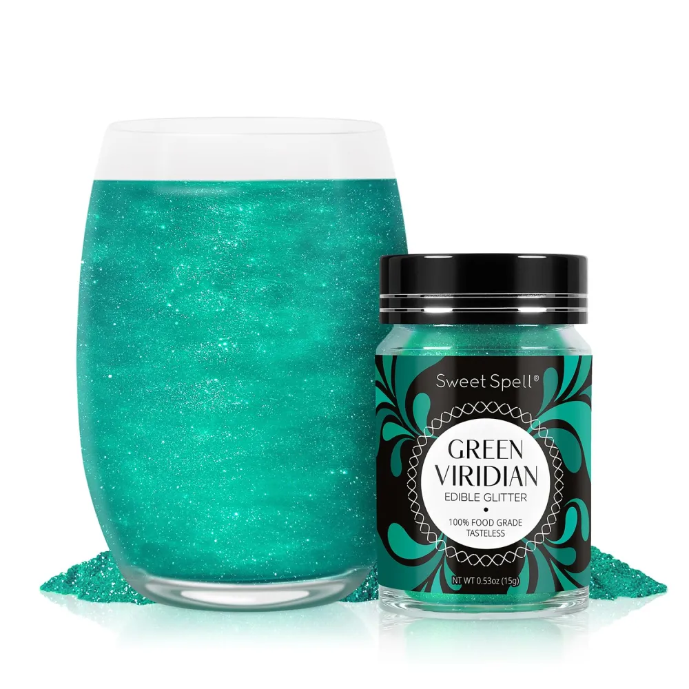 Sweet Spell Edible Glitter (15g) - Shimmer Sparkles for Drinks, Cakes, Cocktails - 100% Edible & Food Grade Glitter, Vegan, Gluten-Free (Mermaid Green)