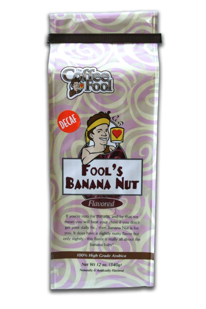 The Coffee Fool Fool's Whole Bean, Decaf Banana Nut, 12 Ounce