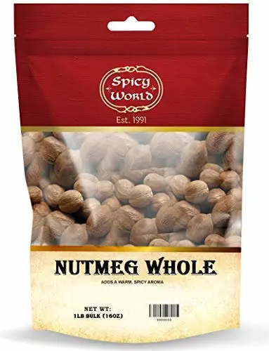 Spicy World Whole Nutmeg 1 Pound (16oz) - 80+ Pieces! (Pack of 12)