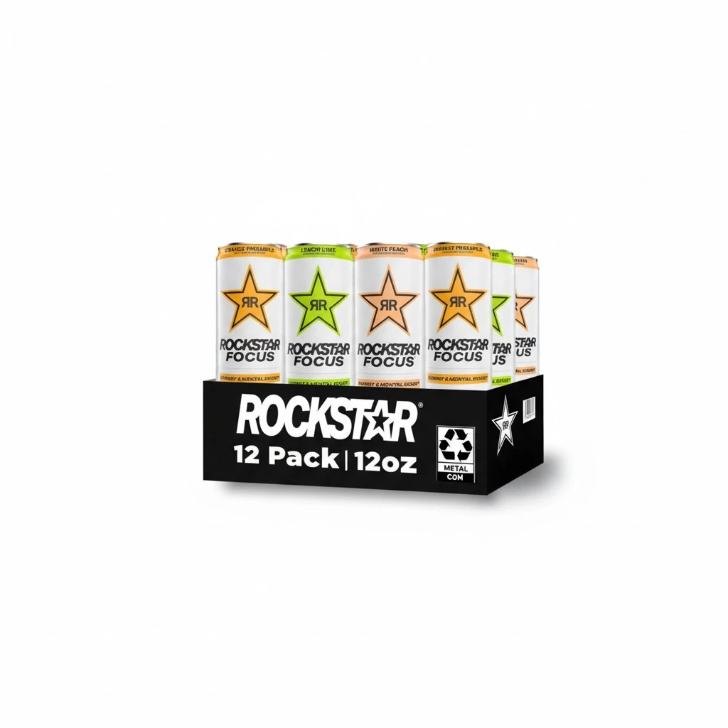 Rockstar Focus, 3 Flavor Variety Pack (White Peach, Lemon Lime, Orange Pineapple), 12 Fl Oz Cans (Pack of 12)