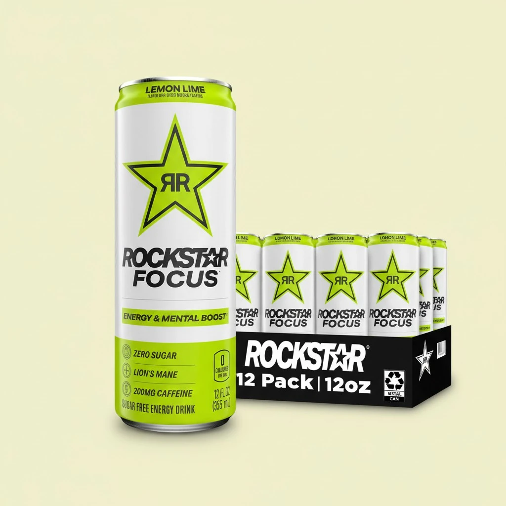 Rockstar Focus, Lemon Lime, 12 Fl Oz Cans (Pack of 12)