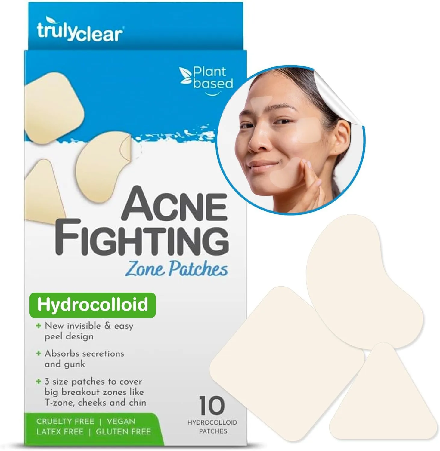 Large Acne Pimple Patches for Face & Body - Hydrocolloid Blemish & Zit Patches for Face & Body - Plant-Based, Cruelty-Free Acne Zone Solution - Overnight Results - 10 Count