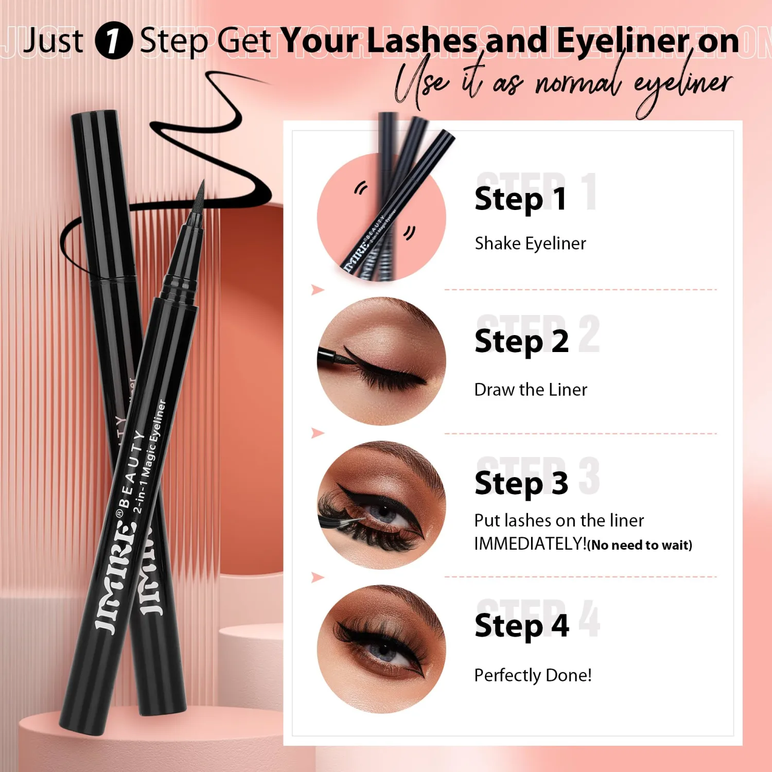 JIMIRE Mink Lashes Fluffy Cat Eye Lashes Wispy 6D Volume False Eyelashes with 2 in 1 Magic Eyelash Glue and Tweezers Kit Look Like Lash Extension 7 Pairs Pack