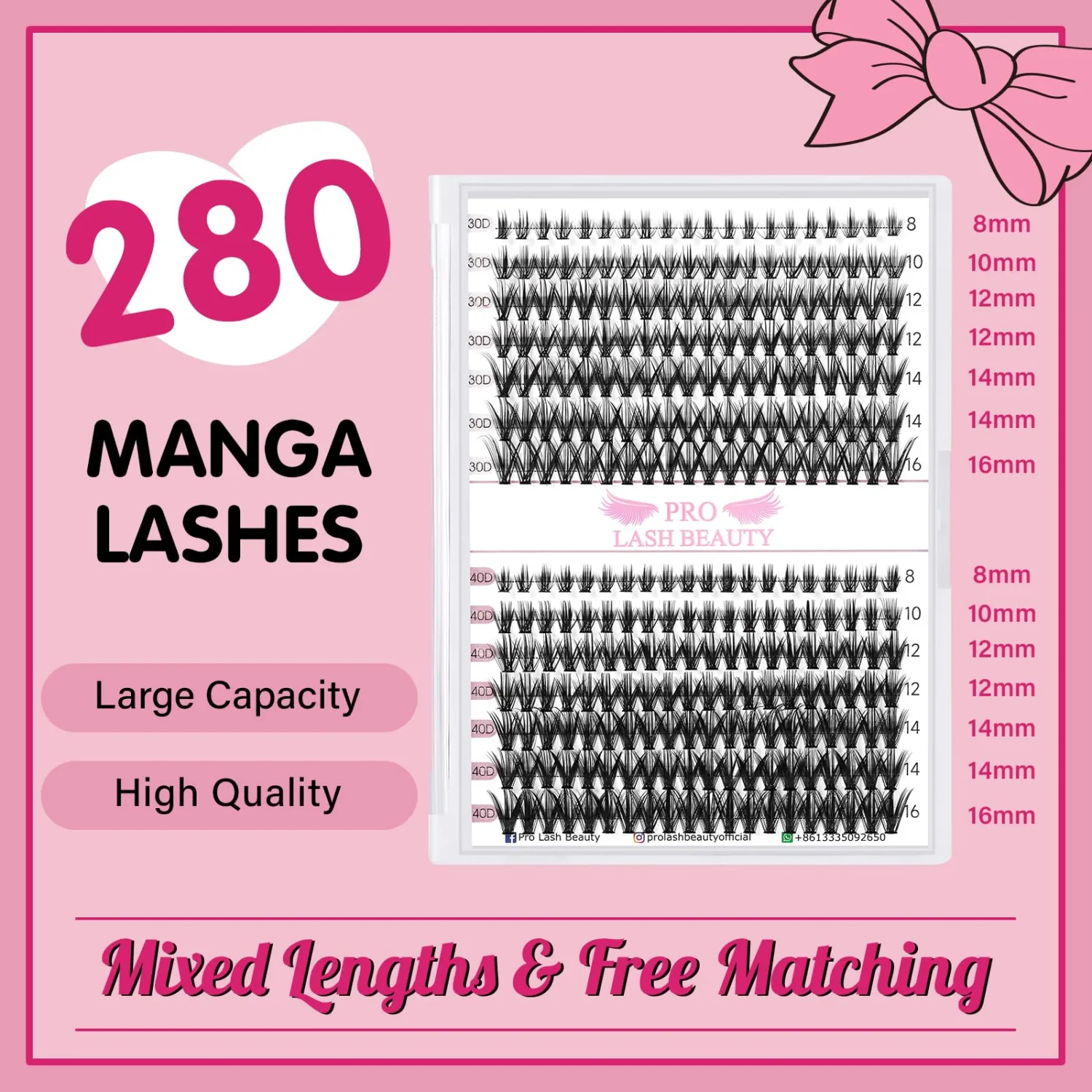 280 Pcs Lash Clusters Manga Lashes Individual Lashes Eyelash Clusters 30D+40D Mixed Lashes That Look Like Eyelash Extensions Wispy Lashes DIY Lashes At Home (30D+40D-D-8-16mix,Manga)