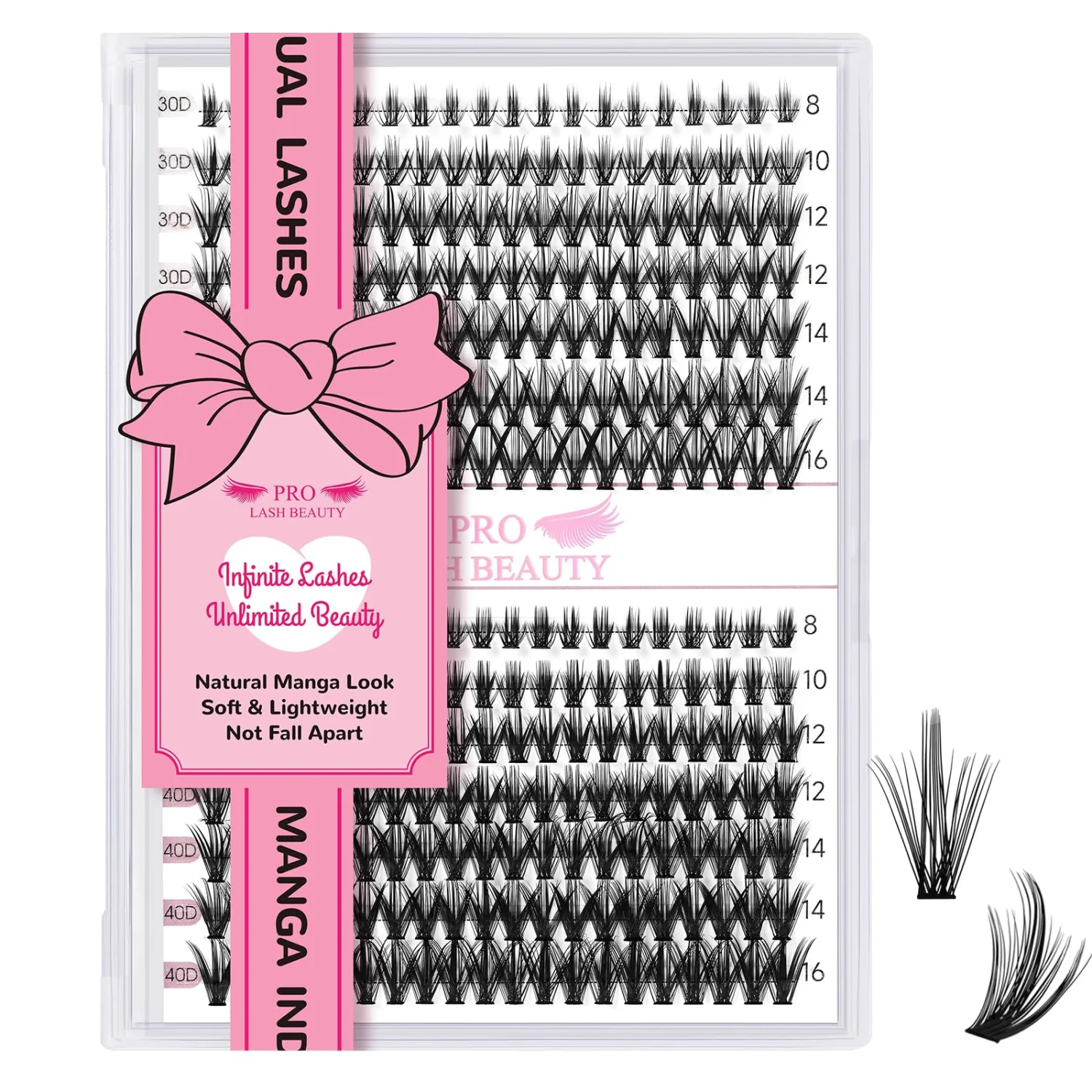 280 Pcs Lash Clusters Manga Lashes Individual Lashes Eyelash Clusters 30D+40D Mixed Lashes That Look Like Eyelash Extensions Wispy Lashes DIY Lashes At Home (30D+40D-D-8-16mix,Manga)