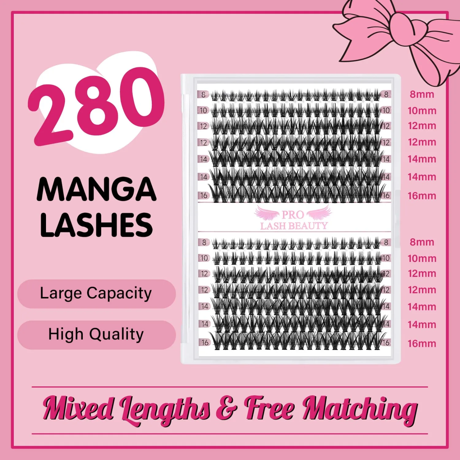 280 Pcs Individual Lashes 40D Mixed Lash Clusters Devil Style Lashes That Look Like Eyelash Extensions Wispy Lashes DIY Individual Lashes At Home (40D-C-8-16mix,Manga)