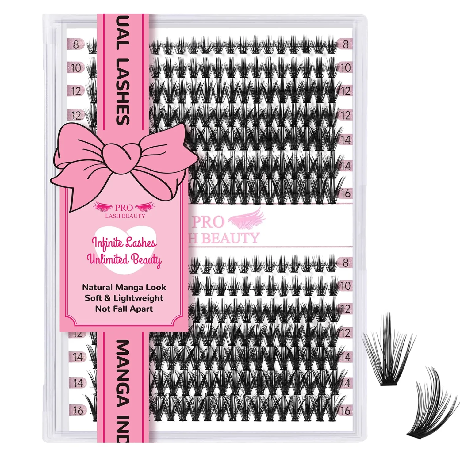 280 Pcs Individual Lashes 40D Mixed Lash Clusters Devil Style Lashes That Look Like Eyelash Extensions Wispy Lashes DIY Individual Lashes At Home (40D-C-8-16mix,Manga)