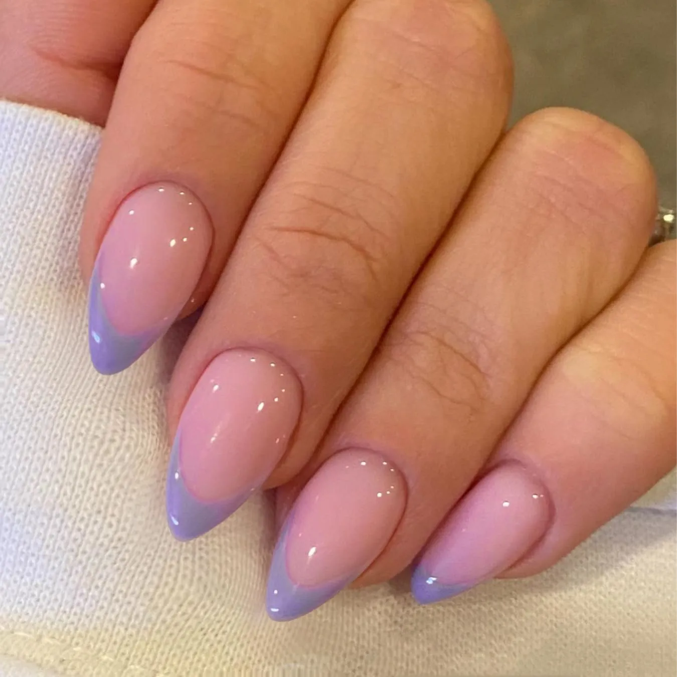 Purple French Tip Press on Nails Short Almond Nails Press ons French Tip Glue on Nails for Women DIY Acrylic French Nails Short Gel Nails, Natural Thick Extra Short French Fake Nails 30Pcs 15 Sizes